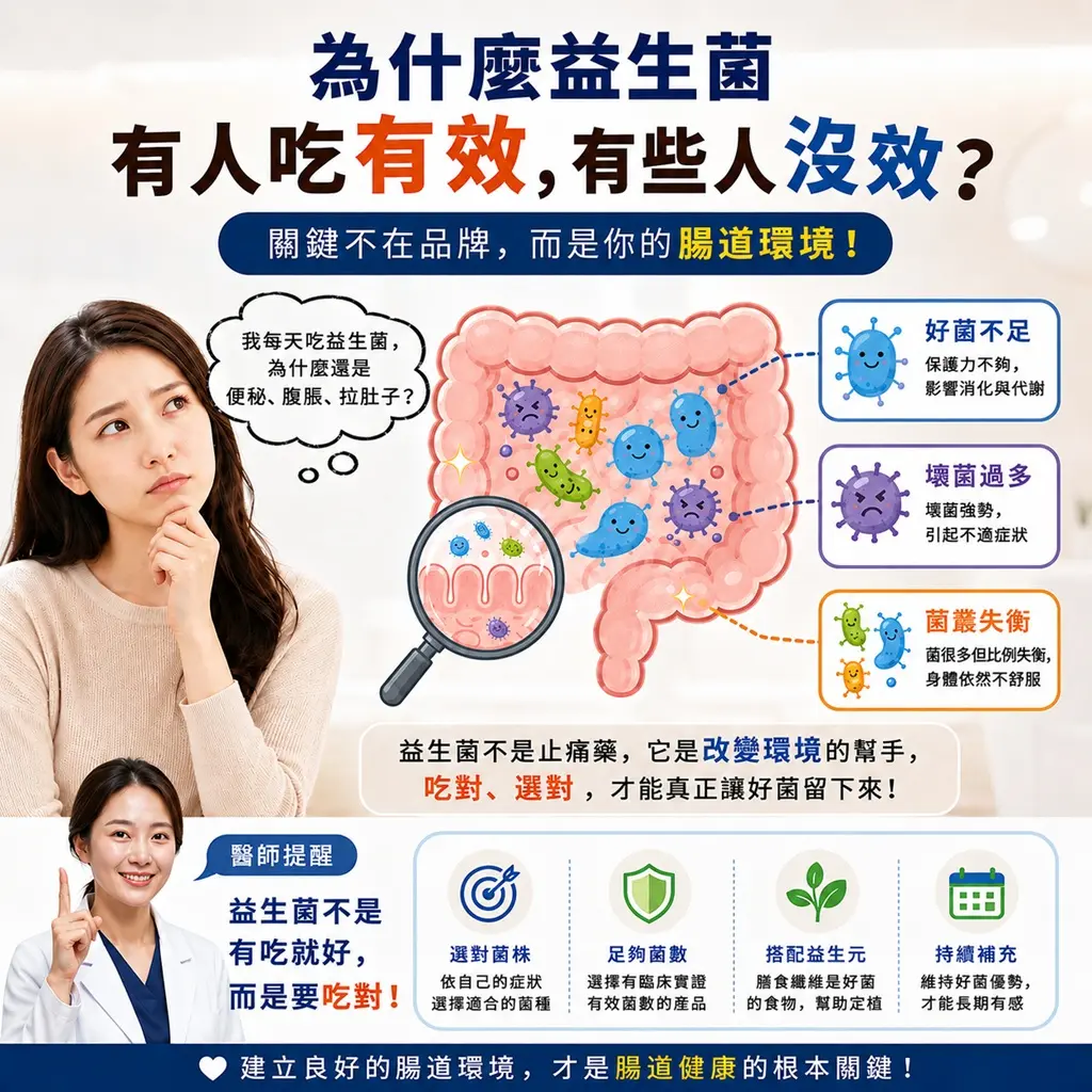 為什麼益生菌有人吃有效，有人沒效？